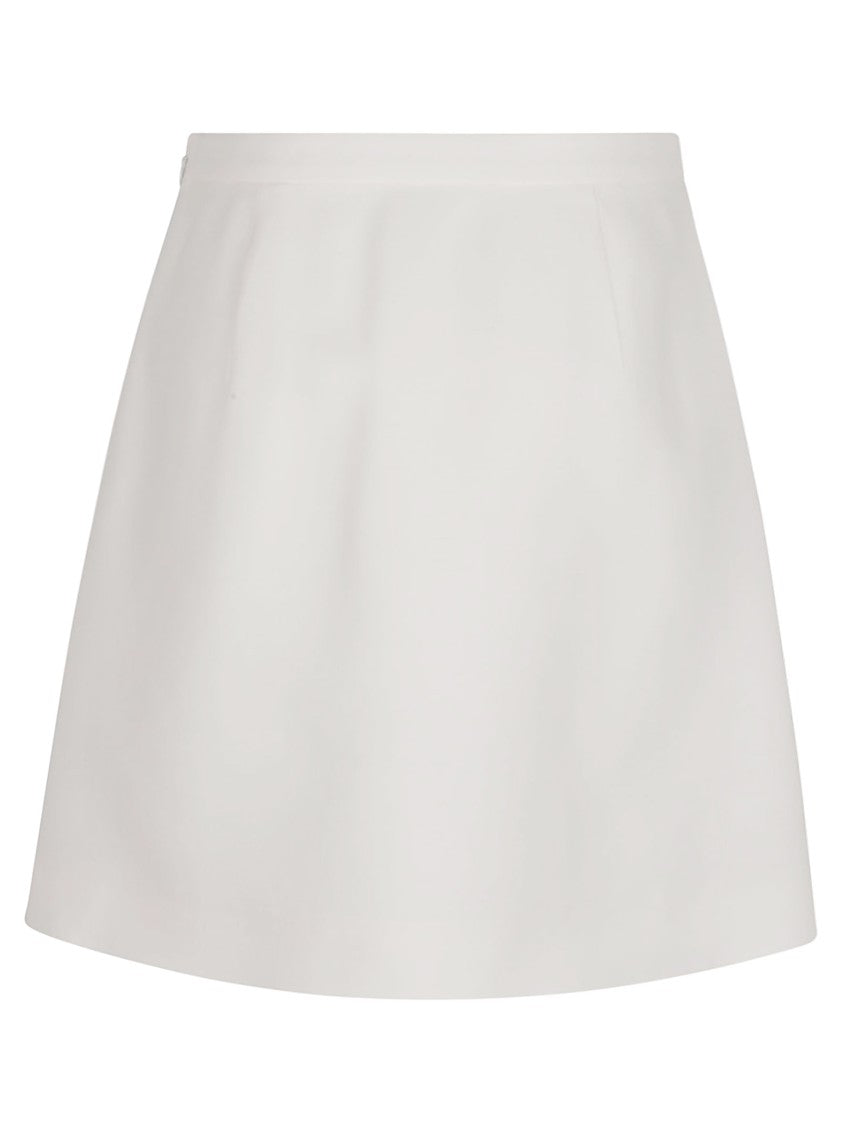 Valentino White Virgin Wool-Silk A-Line Skirt