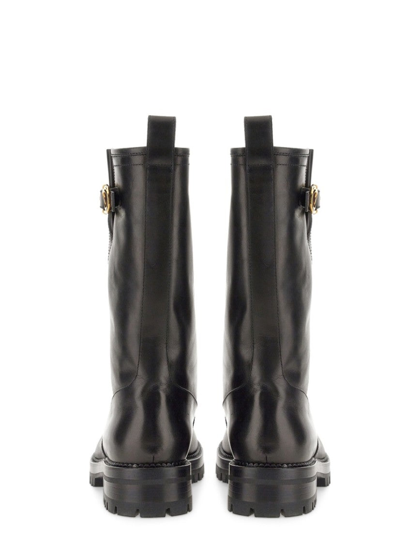 Versace Mid-Calf Boots With Polished Finish