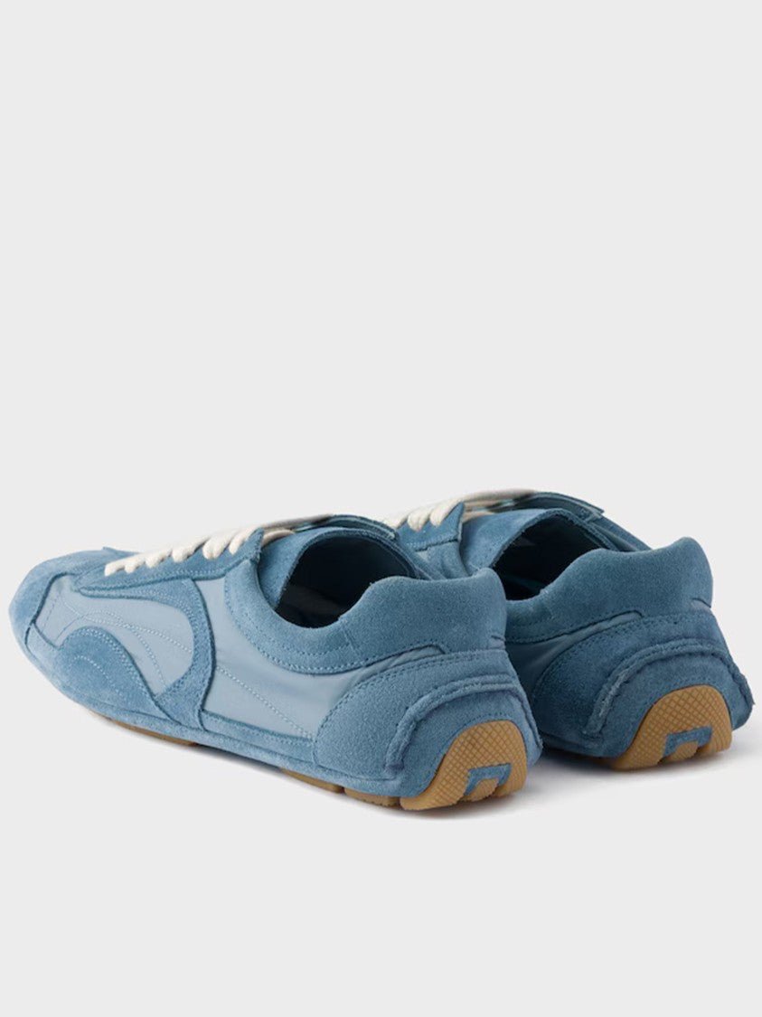 Prada Blue Montecarlo Suede/Fabric Panels Sneakers