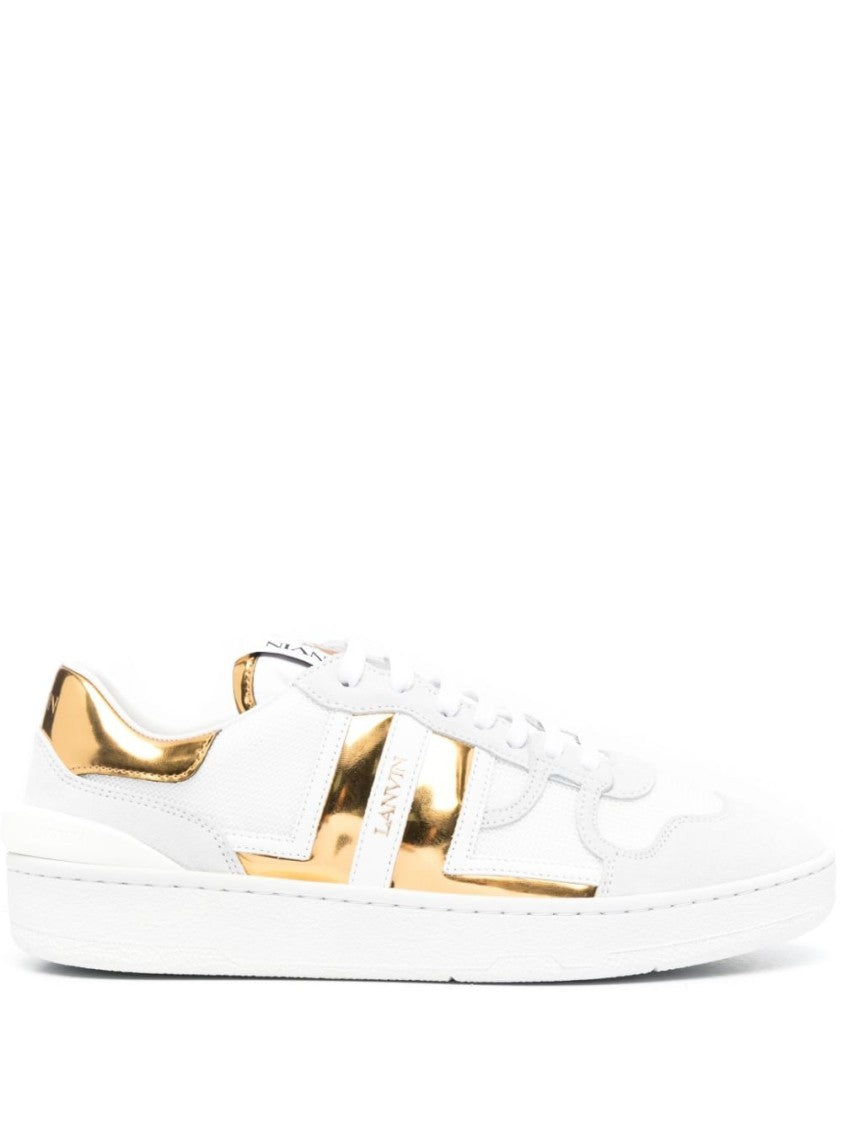 Lanvin Clay Lace-Up Sneakers With Gold-Tone Accents