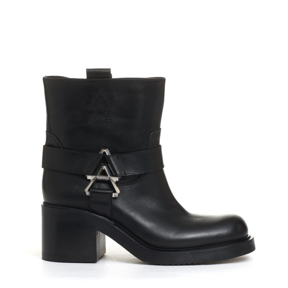 Elena Iachi Low Biker Buckles And Zipper Silver Heel 60 Mm