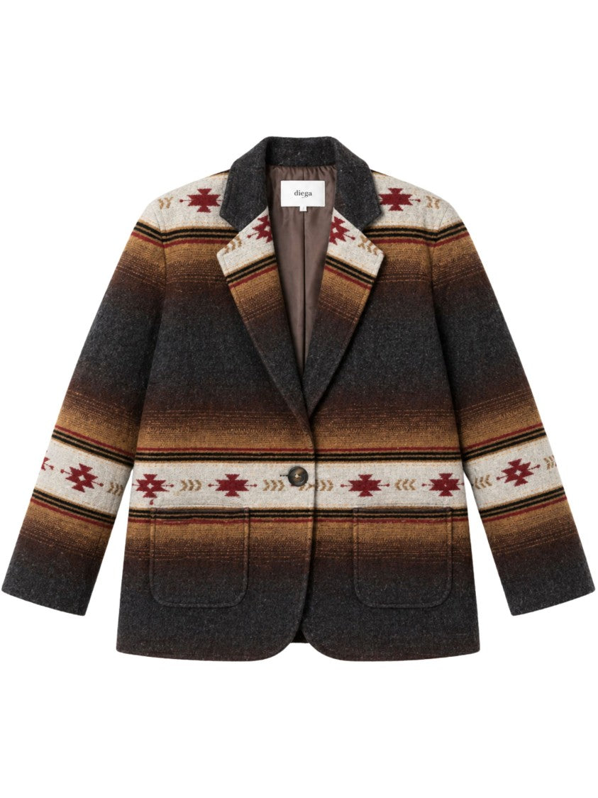Diega Boxy Silhouette Gradient Blazer With Geometric Motifs