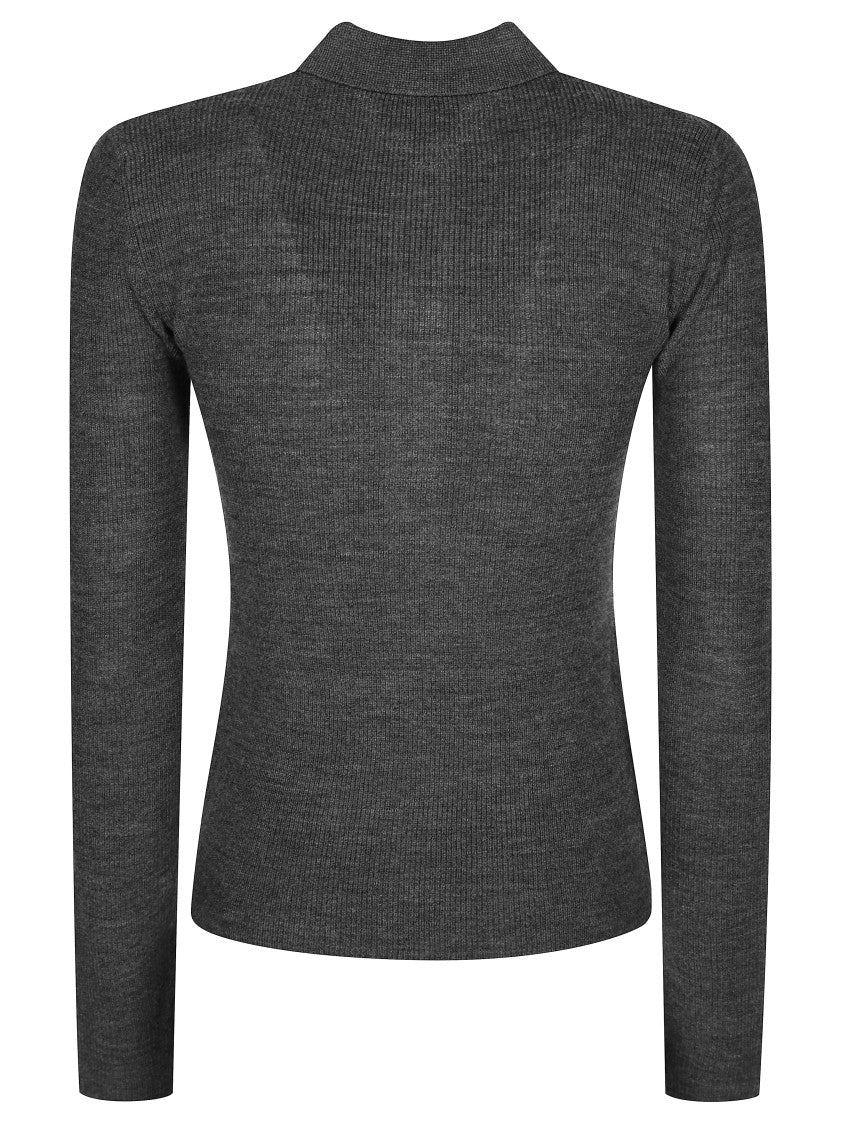 Ganni Fine Merino Jacquard Polo With Classic Collar