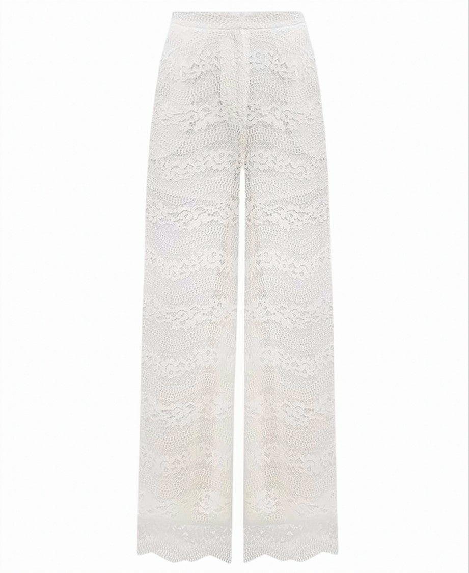 Twin-Set Palazzo Perforated Fabric High Trousers