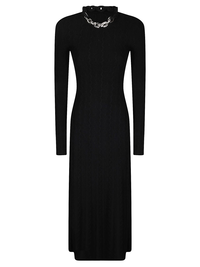 Paco Rabanne Long Wool Dress With Chain Link Detail