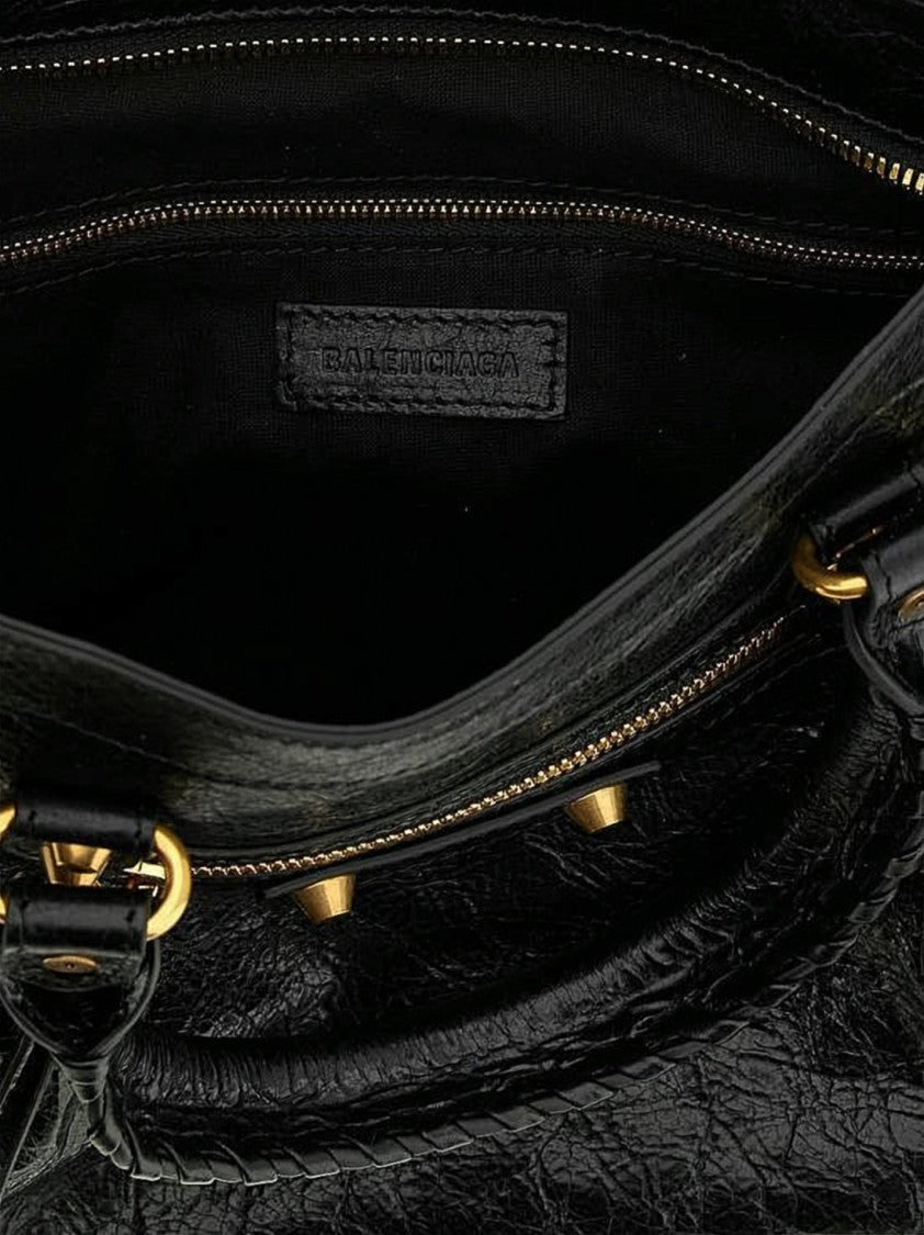 Balenciaga Textured Leather Tote Bag With Round Handles