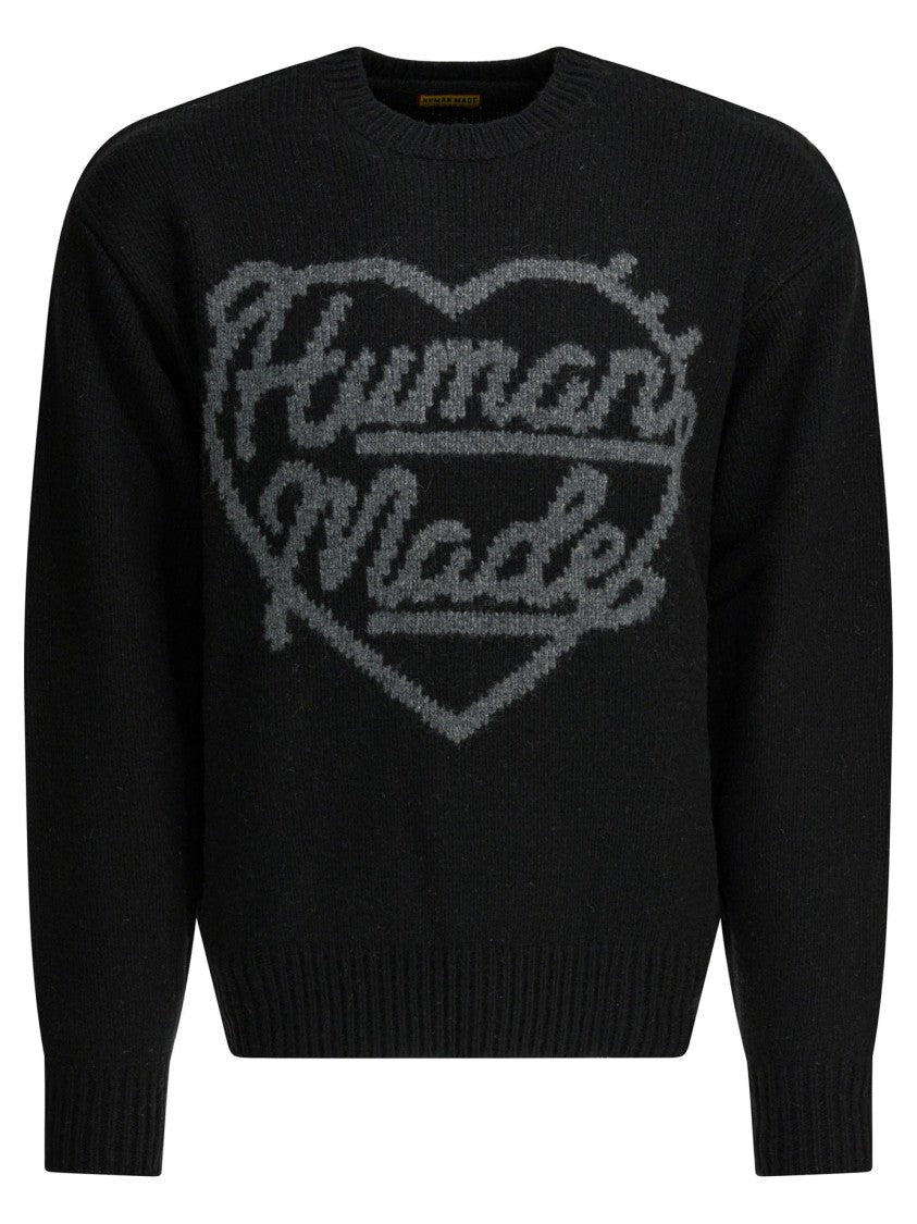 Human Made Crew Neck Knitwear With Textured Logo