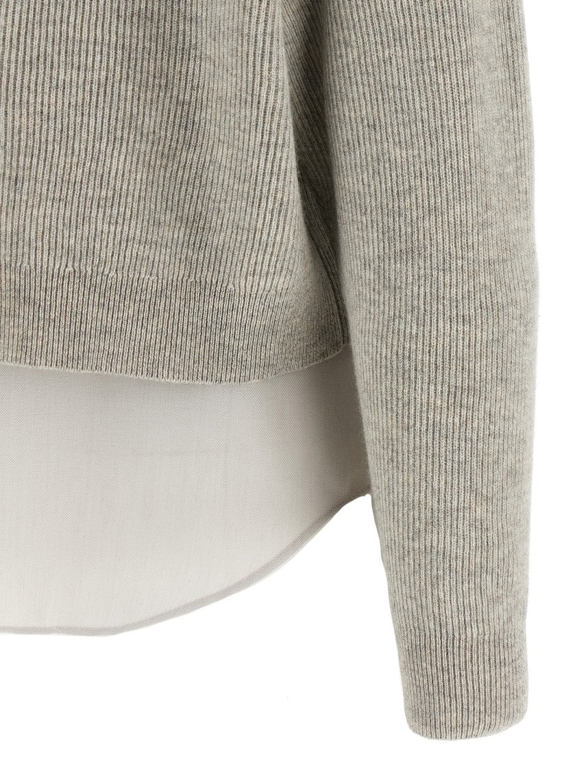 Brunello Cucinelli Cashmere Knit Sweater With Lavallière Blouse