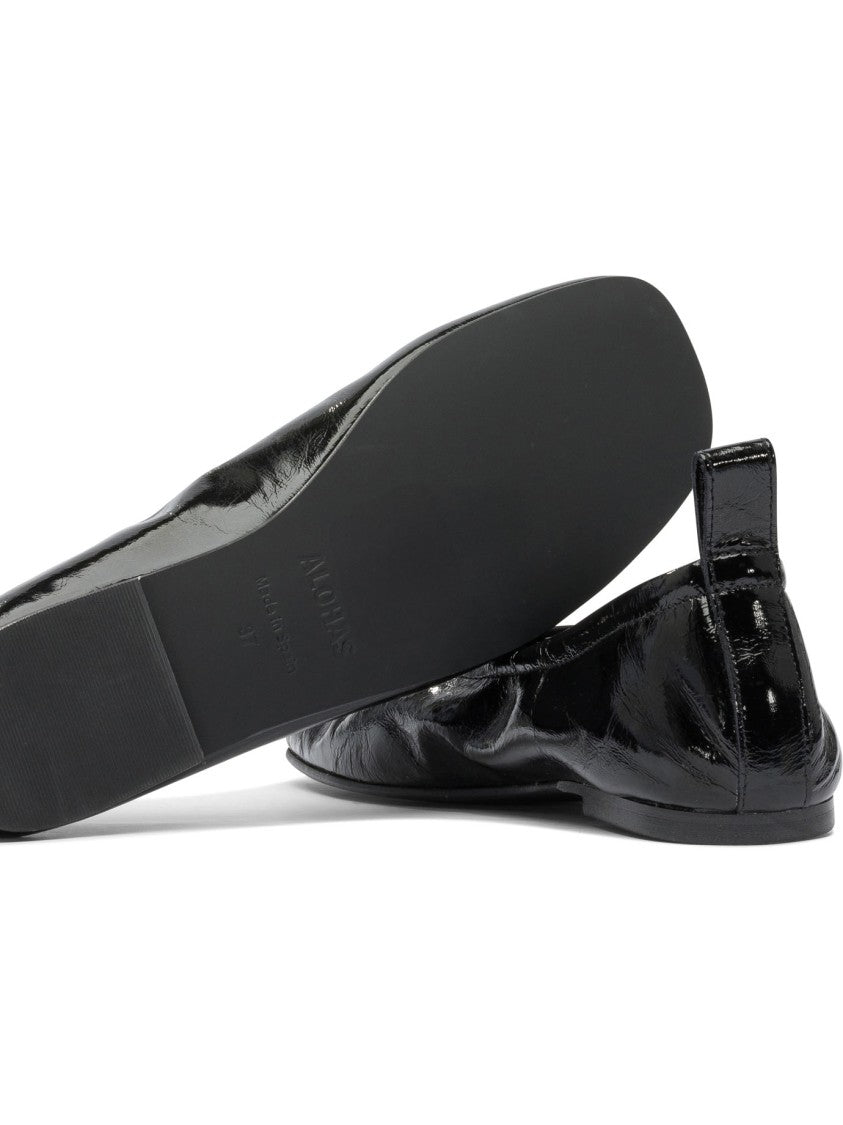 Alohas Rosalind Onix Black Leather Ballet Flats