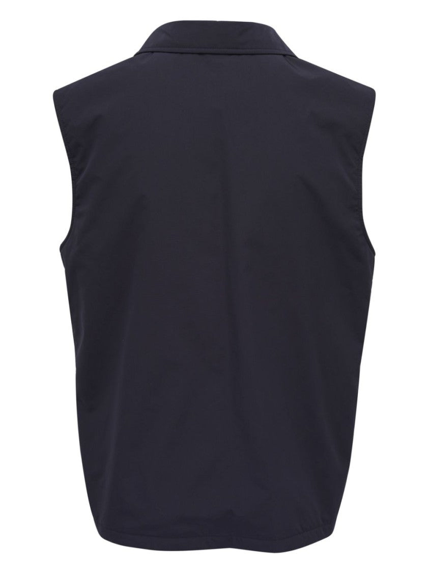 Brunello Cucinelli Navy Blue Coat With Classic Collar