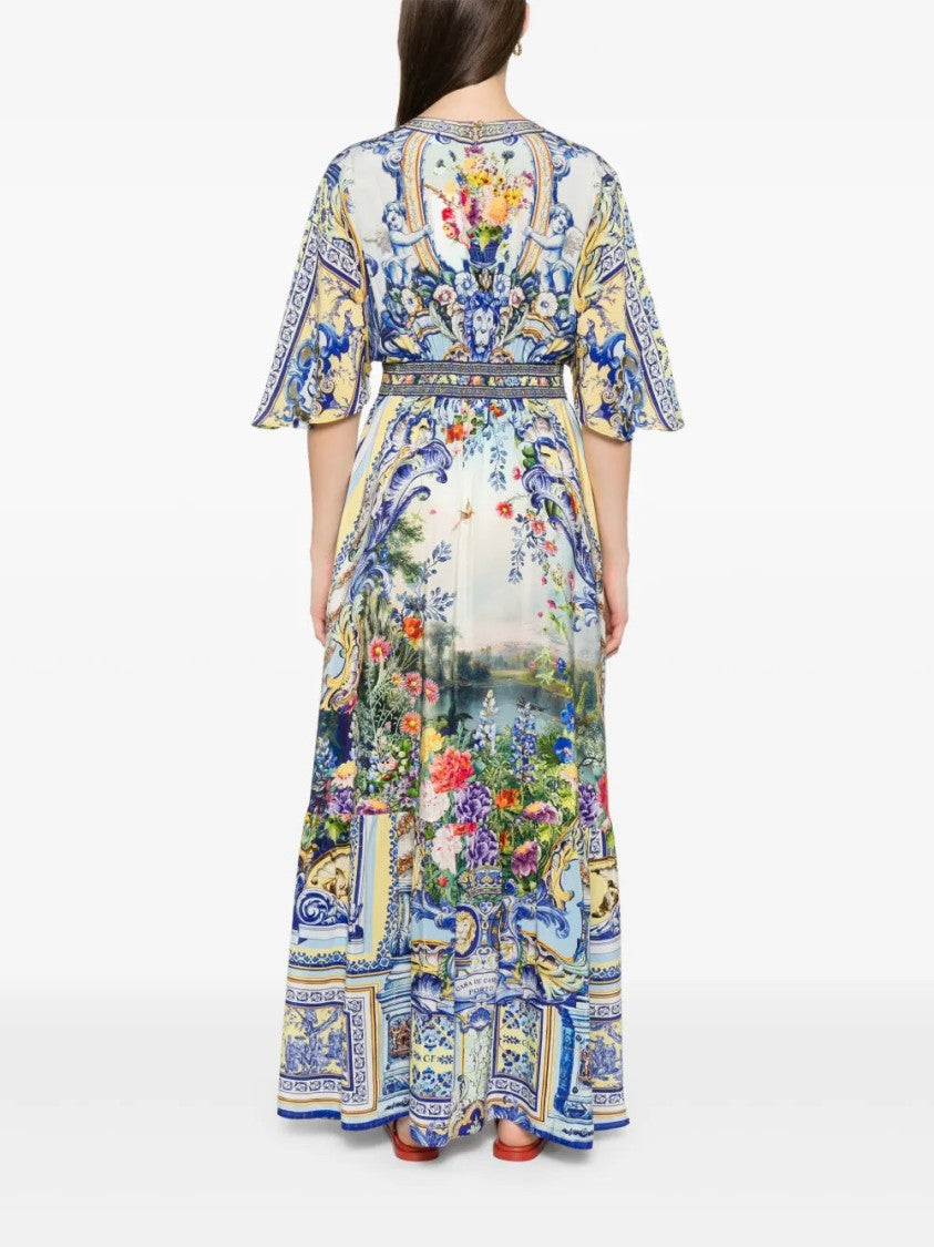 Camilla Fitted-Waist Silk Maxi Dress