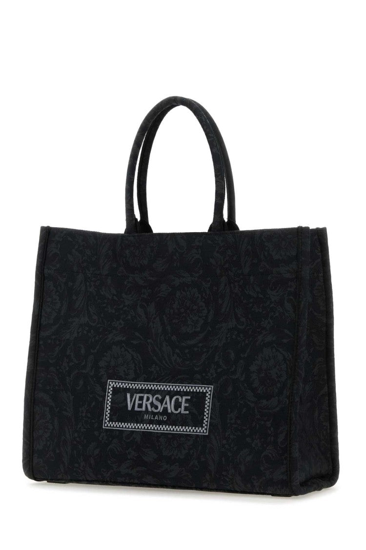 Versace Embroidered Fabric Big Athena Shopping Bag