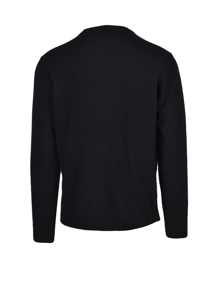 Wool & Co Black External Seam Wool Crewneck Sweater