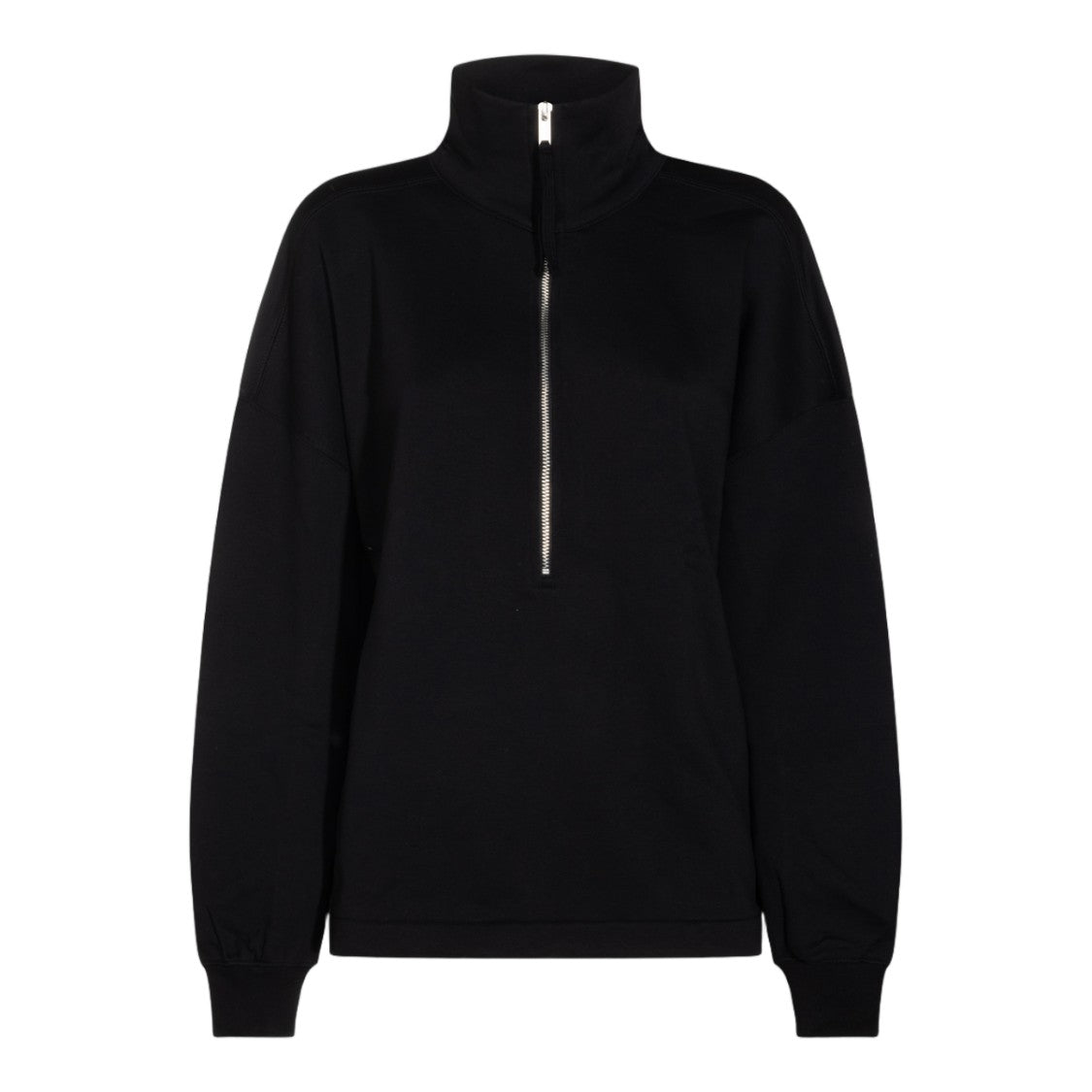 Thom Krom Half-Zip Sweater With Stand Collar And Gathered Detail