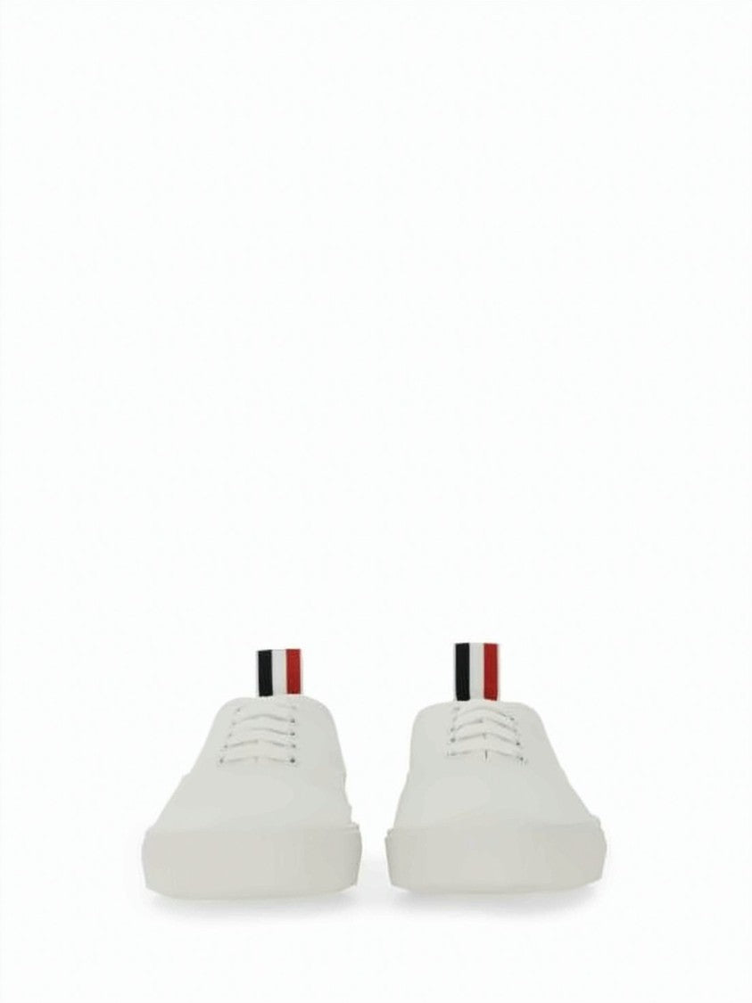 Thom Browne Low-Top Canvas Sneakers With Minimalist Design And Tricolor Pull Tab