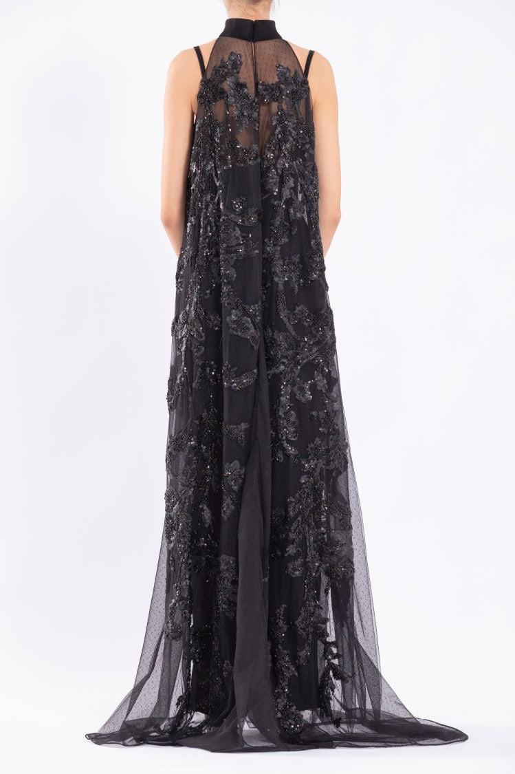 Saiid Kobeisy Crepe Jumpsuit With Beaded Maxi Top