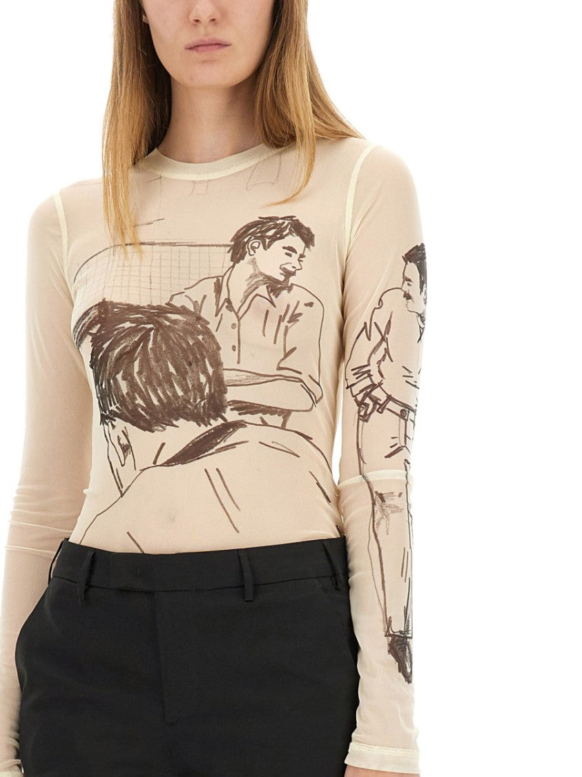 J. W. Anderson Transparent Slim-Fit Top With Artistic Print