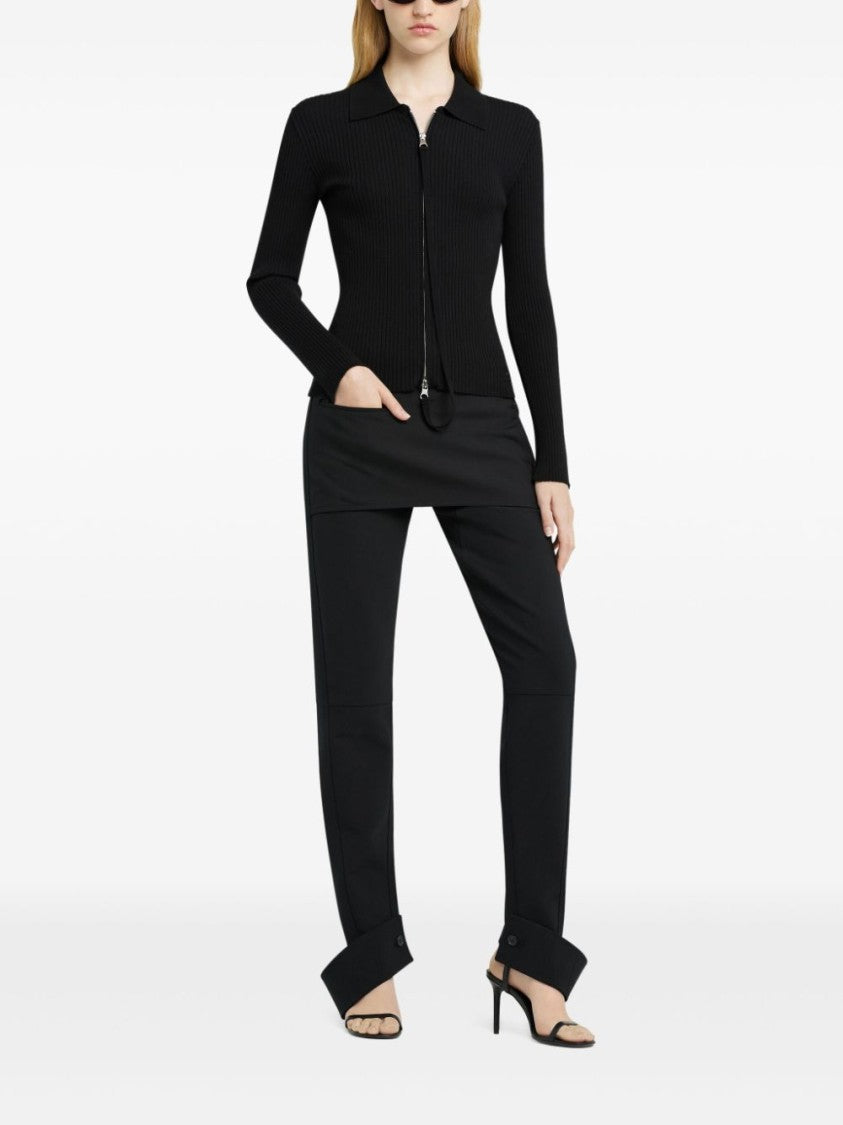 Courrèges Ribbed Knit Sweater With Two-Way Zip