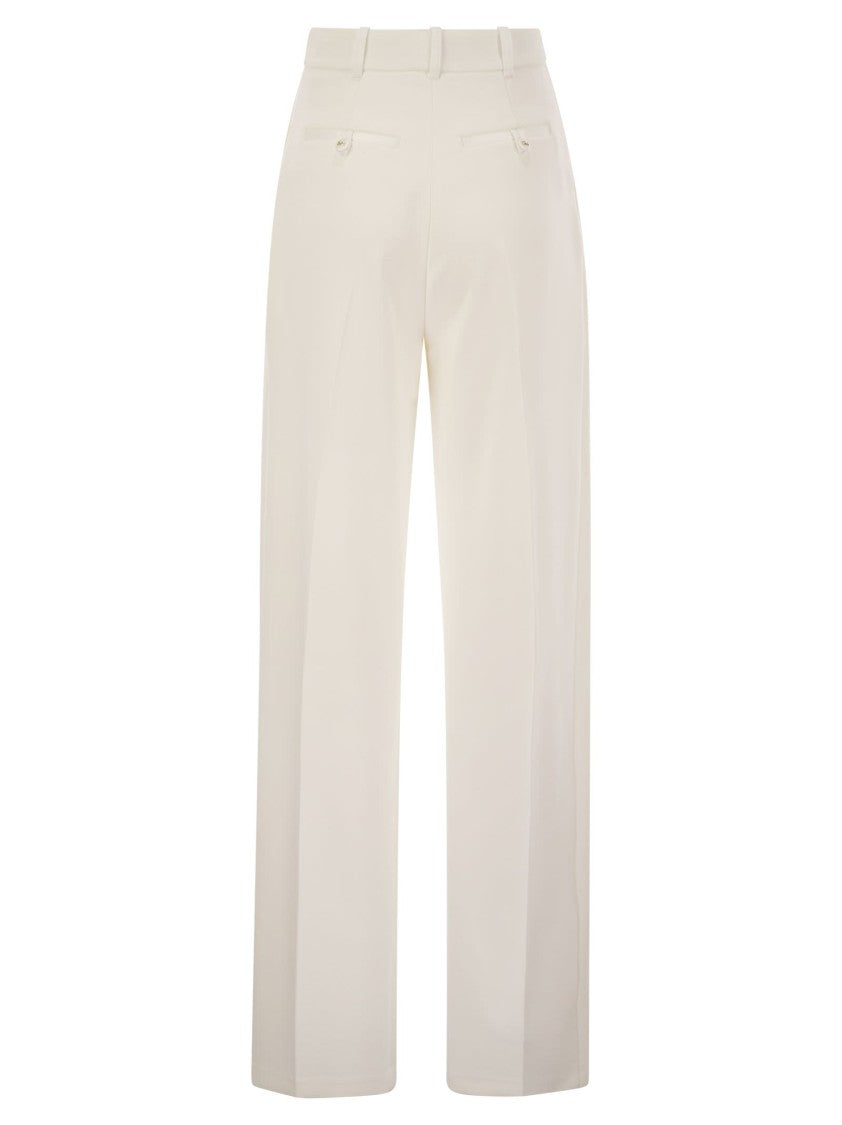 Elisabetta Franchi Crepe Trousers With Satin Details