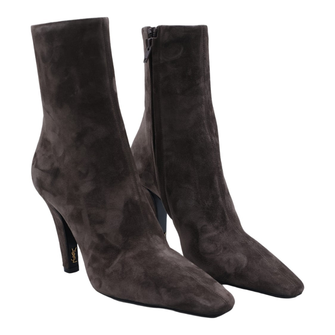 Saint Laurent Pointed-Toe Tapered Heel Zipper Suede Boots