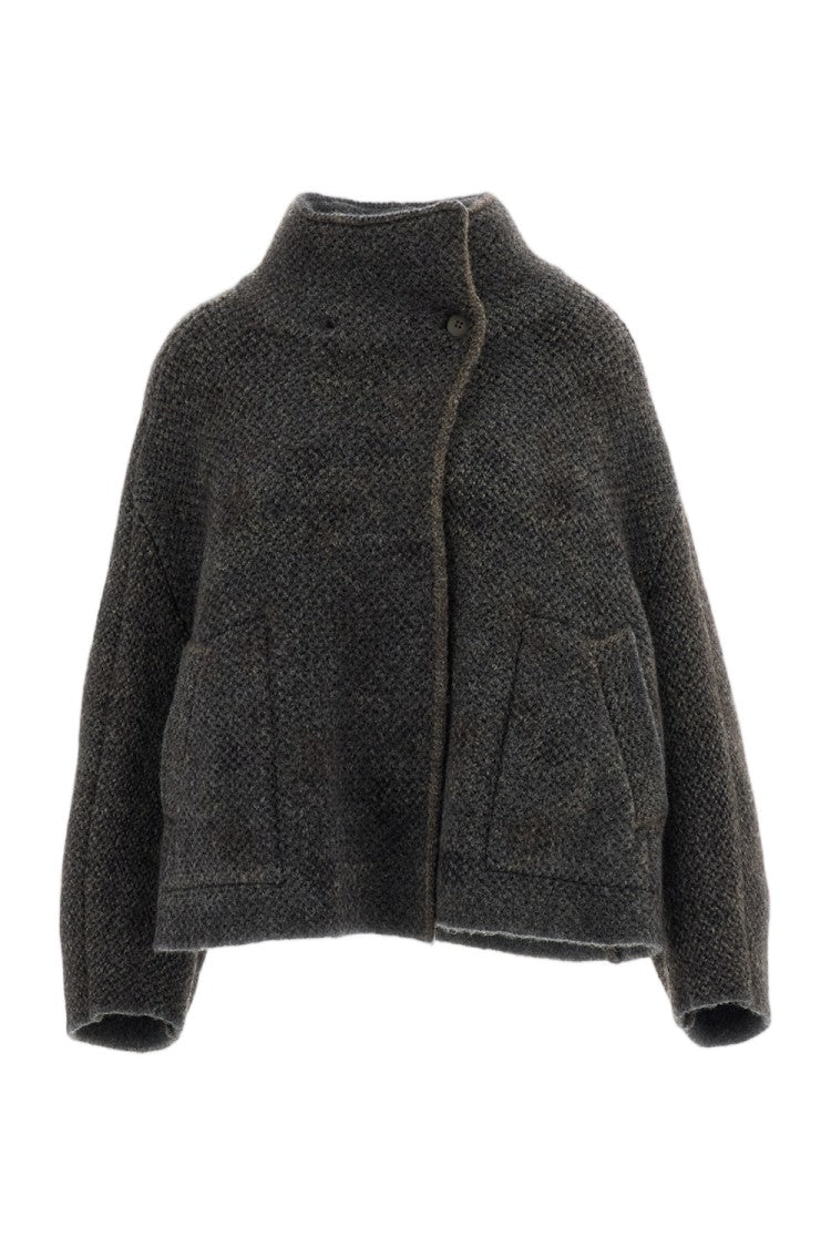 Boboutic Reversible Wool-Blend High Collar Knit Jacket