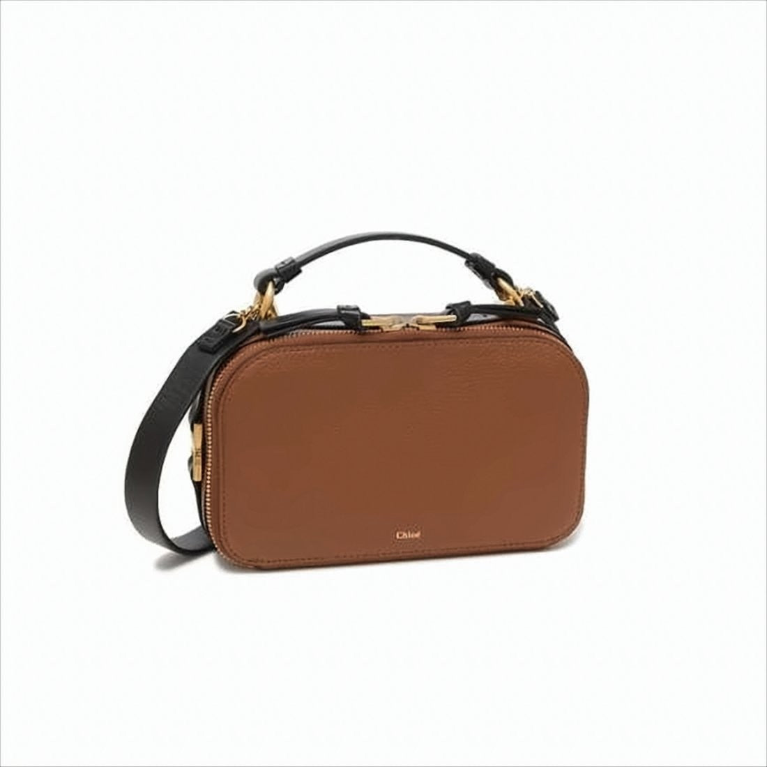 Chloé Structured Brown Calf Leather Crossbody Bag
