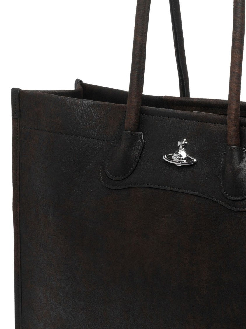 Vivienne Westwood Brown Calf Leather Magnetic Shoulder Bag