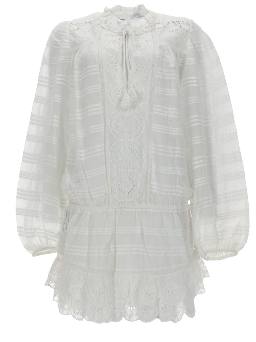 Isabel Marant Étoile Preya Eyelet Lace Puffed Mini Dress