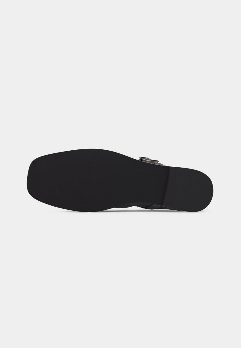 Max Mara Black Bovine Leather Flat Shoes
