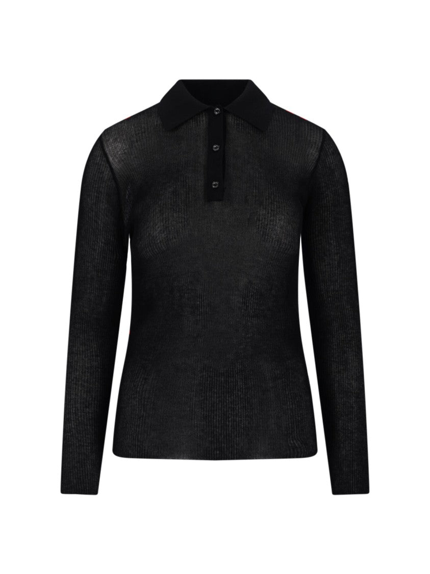 Moncler Ribbed Cotton Blend Moncler Top With Classic Collar