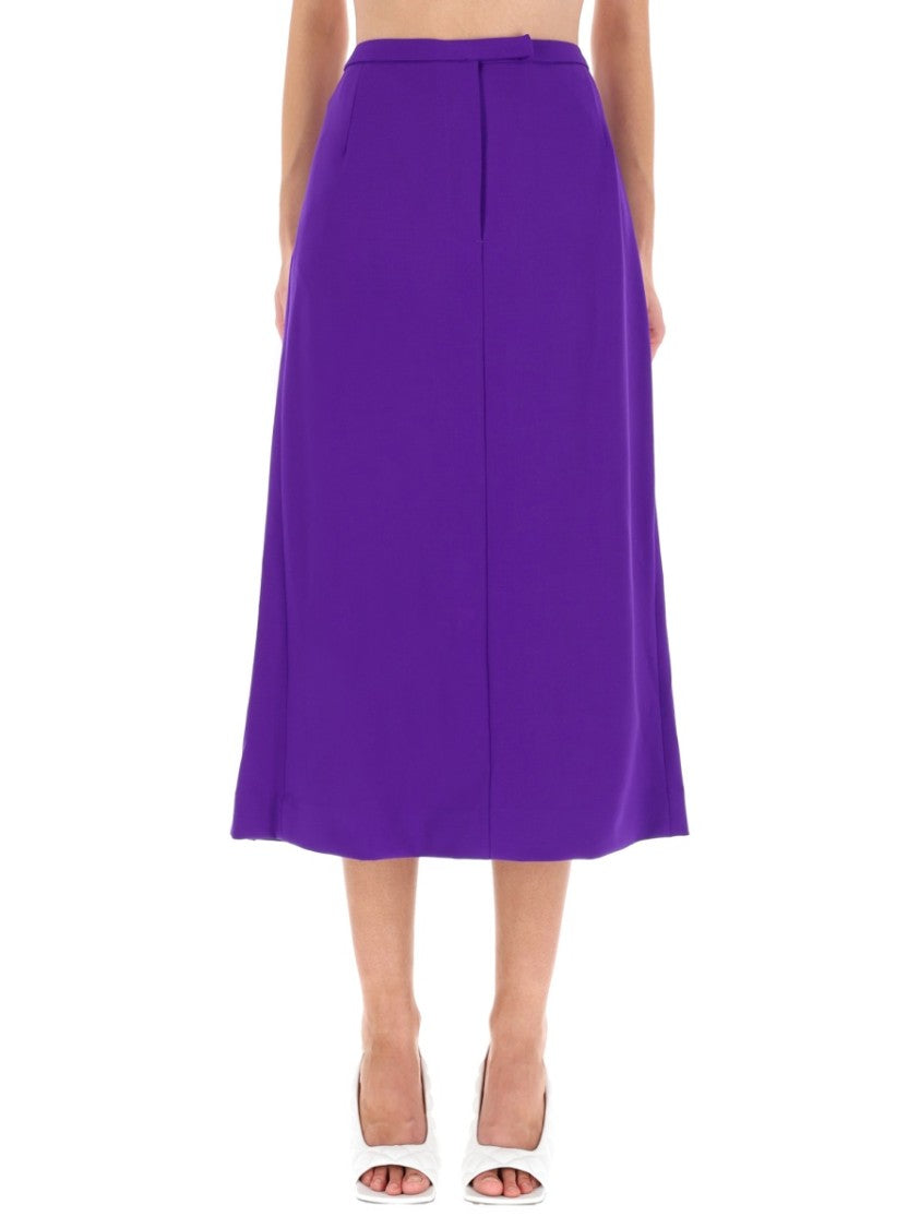 Dries Van Noten Sandora High-Waist Pleated Back Detail Wool-Blend Midi Skirt