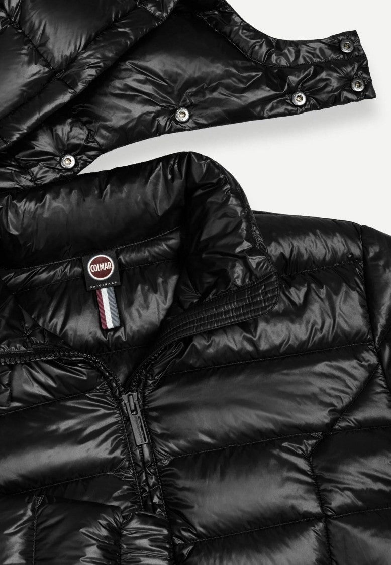 Colmar Quilted Detachable Hood Black Down Jacket