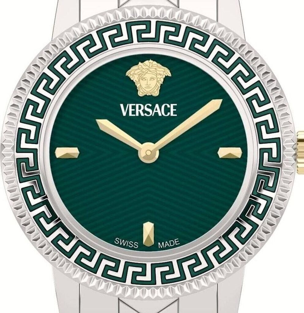 Versace V-Icon 30Mm Swiss-Made Quartz Watch With Green Dial And Stainless Steel Bracelet