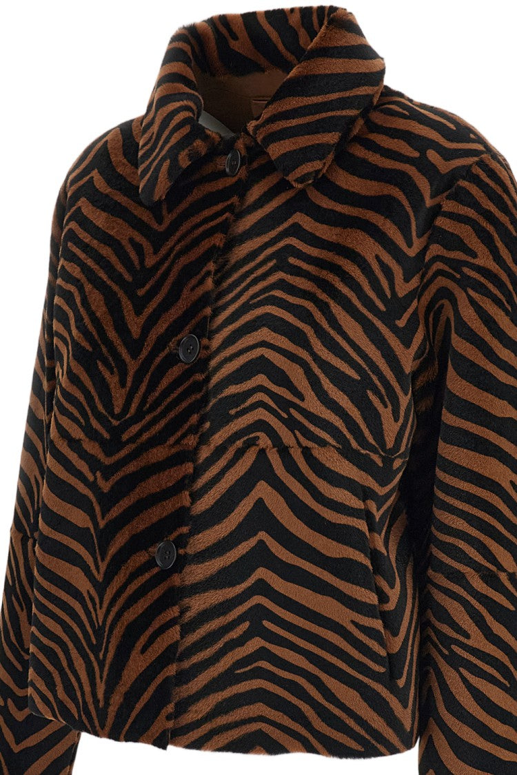 Parosh Brown Animalier Nappa Leather Jacket