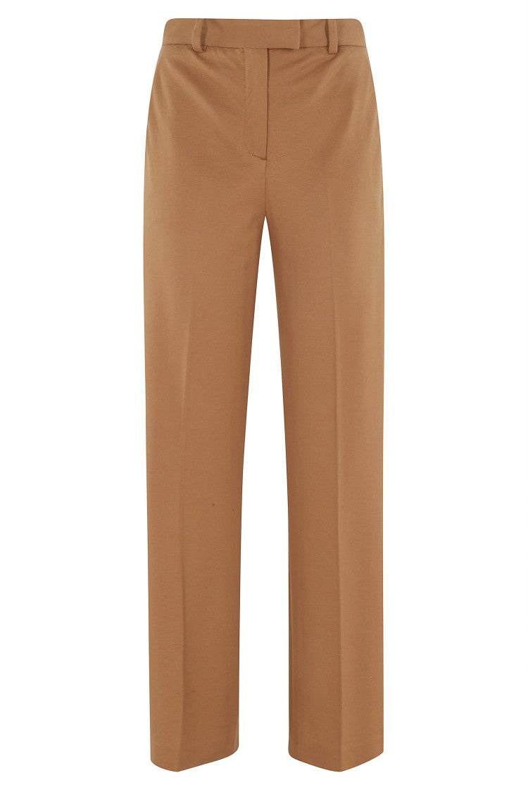 Circolo 1901 Brown Masculine Back-Pleats Cotton-Blend Straight-Leg Pants