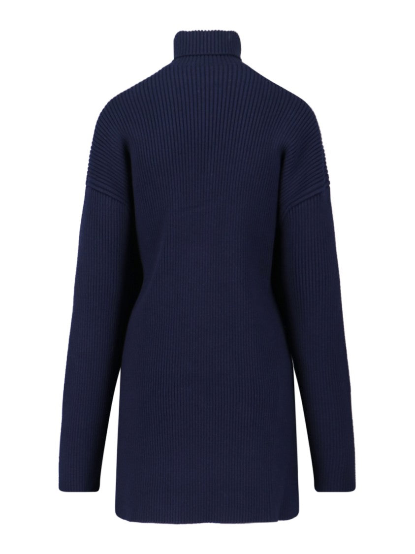 Balenciaga Ribbed Knit Midi Dress – Blue