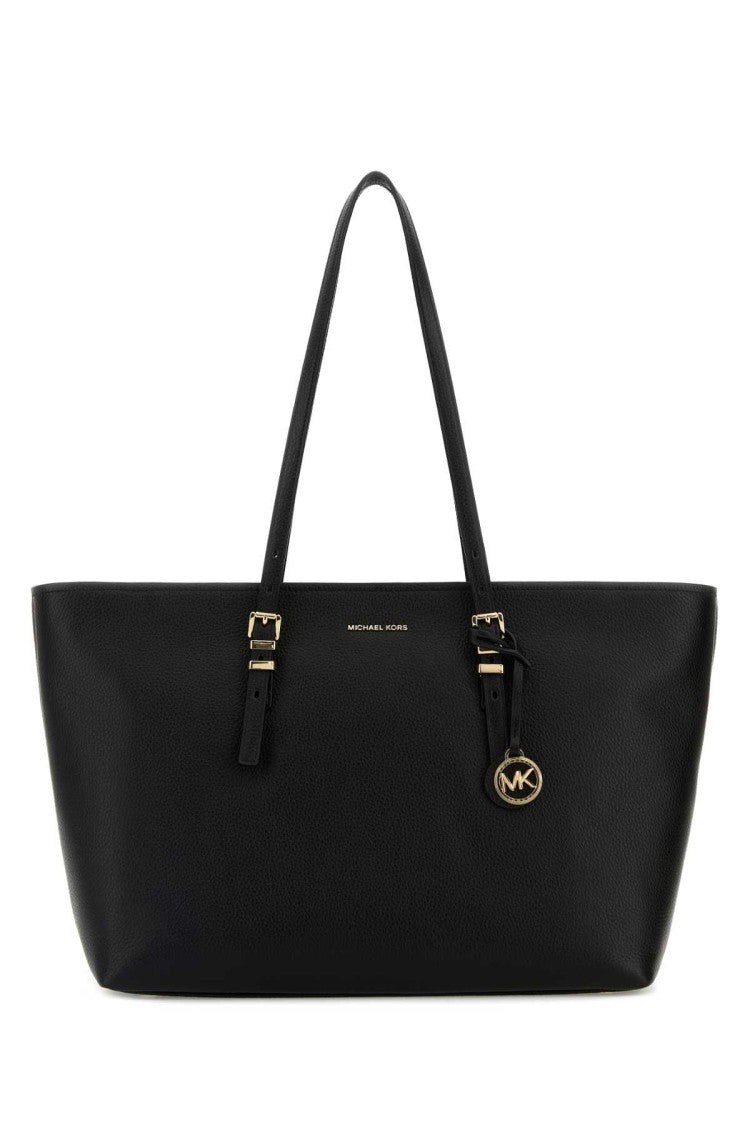Michael Michael Kors Black Leather Large Quinn Shopping Bag