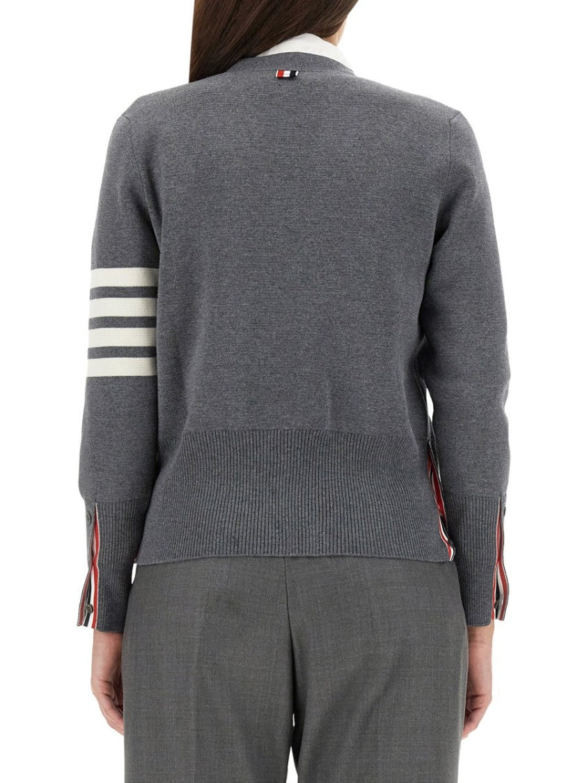 Thom Browne Fitted V-Neck Cardigan With Striped Detail