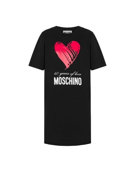 Moschino Black Short Dress In Cotton Jersey