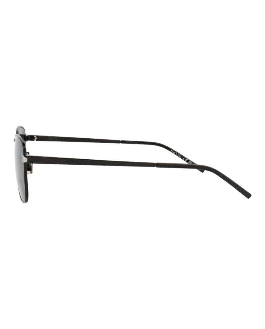 Saint Laurent Square-Frame Metal Sunglasses With Comfortable Nose Pads