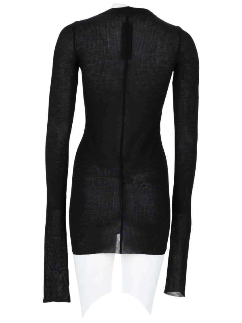 Rick Owens Fitted Sheer Long-Sleeve Viscose-Silk Top