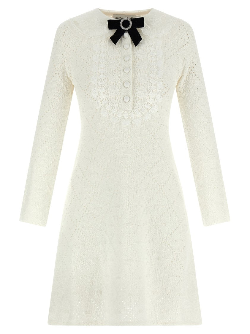 Self-Portrait Intricate Openwork Mini Dress With Embroidered Lace Collar