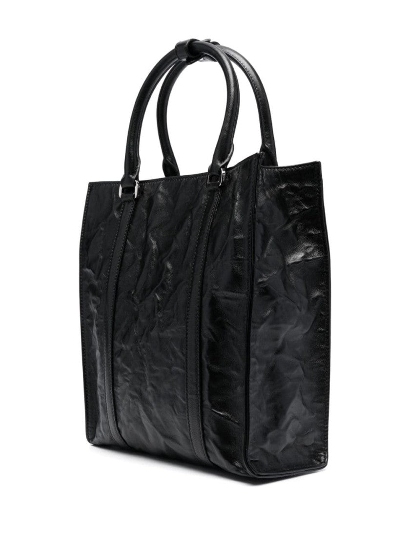 Prada Logo-Plaque Crinkle-Effect Tote Bag