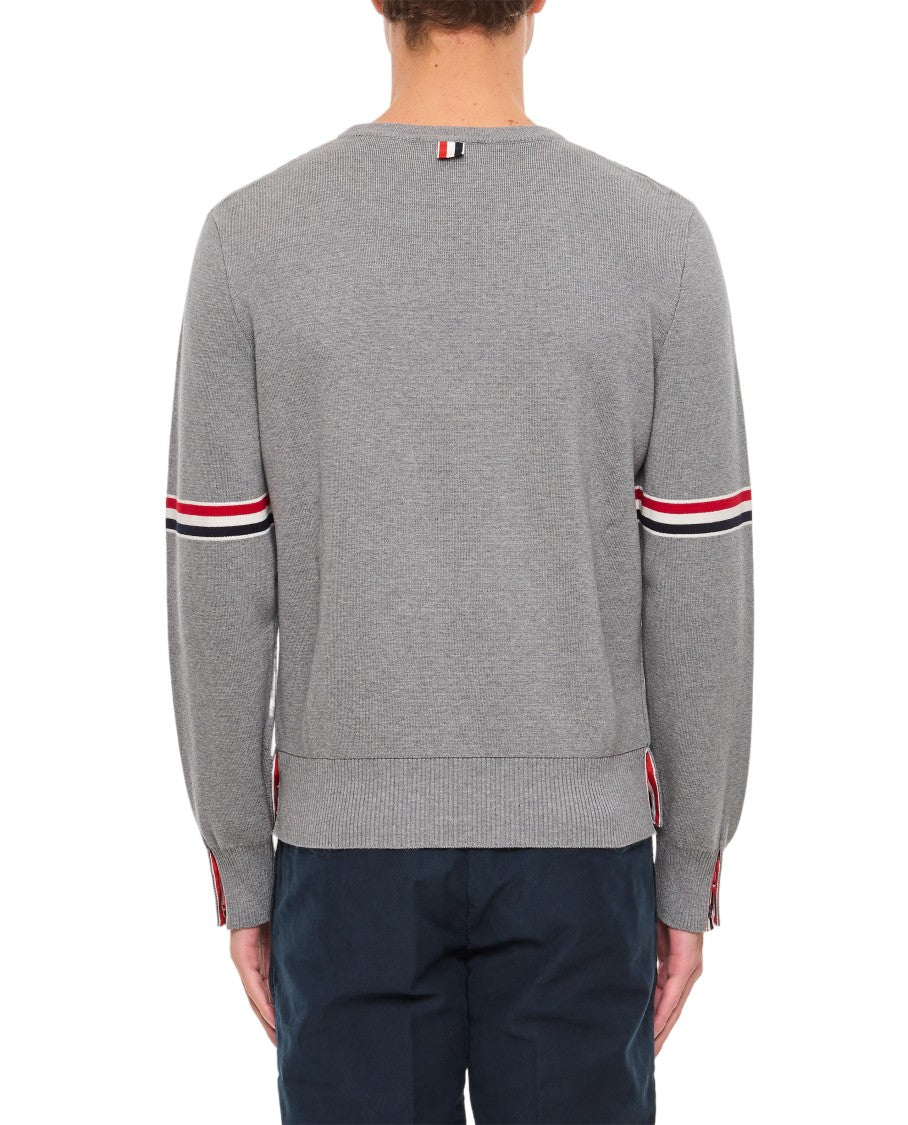 Thom Browne Crewneck Pullover With Stripe Detail