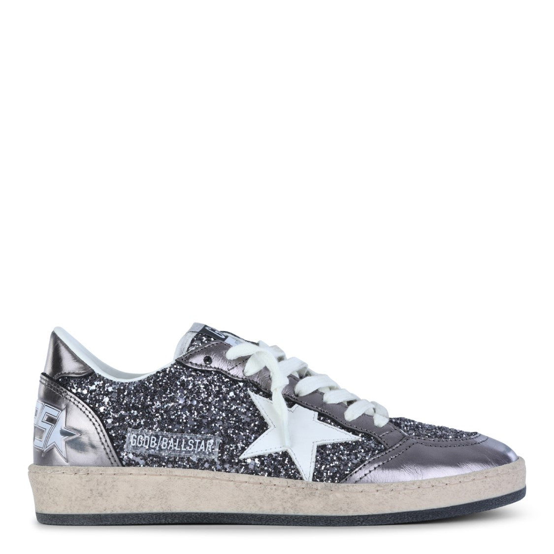 Golden Goose Grey And Purple Leather Ballstar Sneakers
