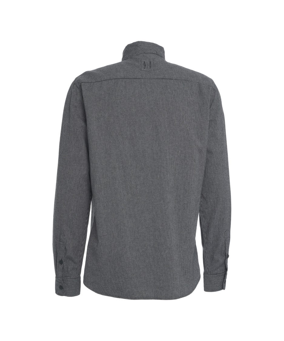 Hannes Roether Mandarin Collar Shirt With Striped Texture