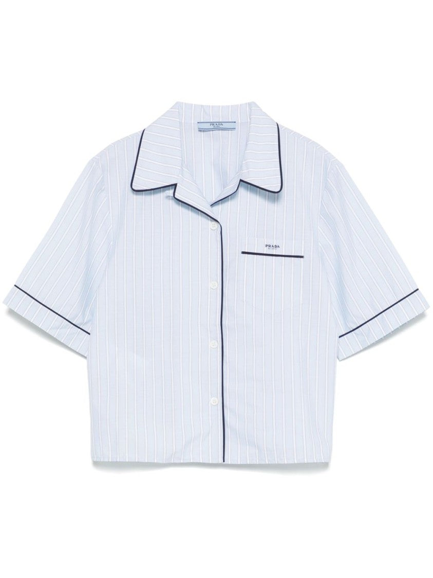 Prada Cropped Striped Shirt With Classic Collar