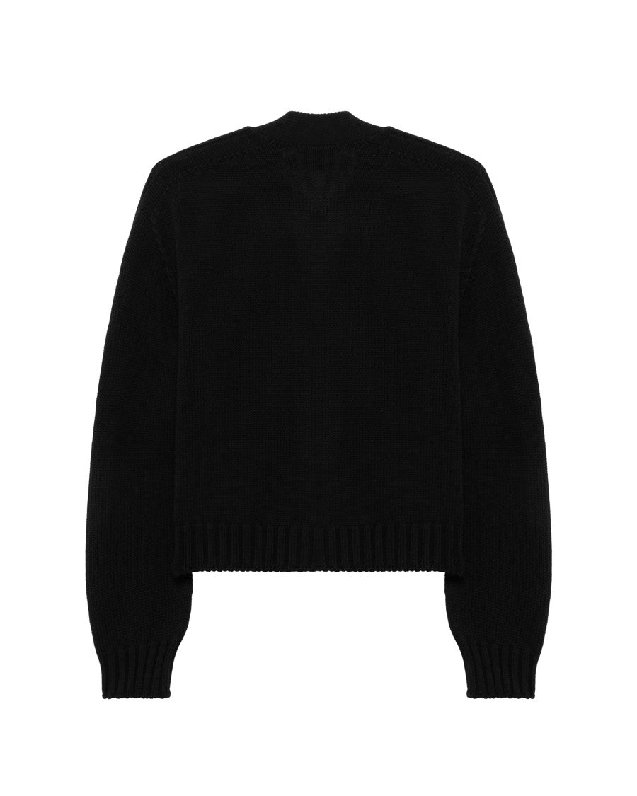 Alpha Studio Black Full-Zip Boxy Cardigan