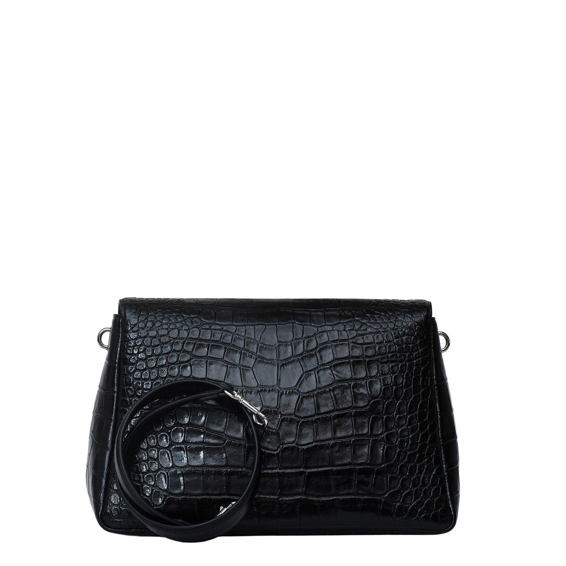 Tory Burch Charlie Embossed Croc Leather Shoulder Bag