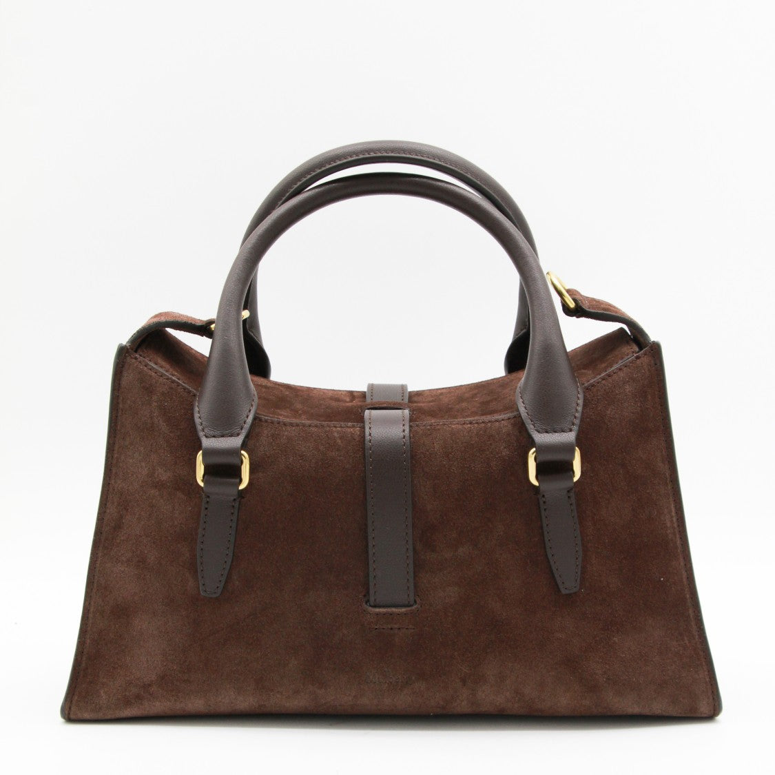 Mulberry Structured Brown Suede Handbag With Gold-Tone Hardware And Versatile Design